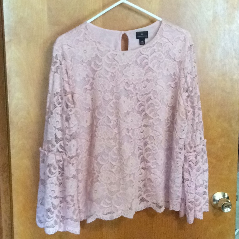 BOGO $5ea Worthington coral Lace Blouse  XL